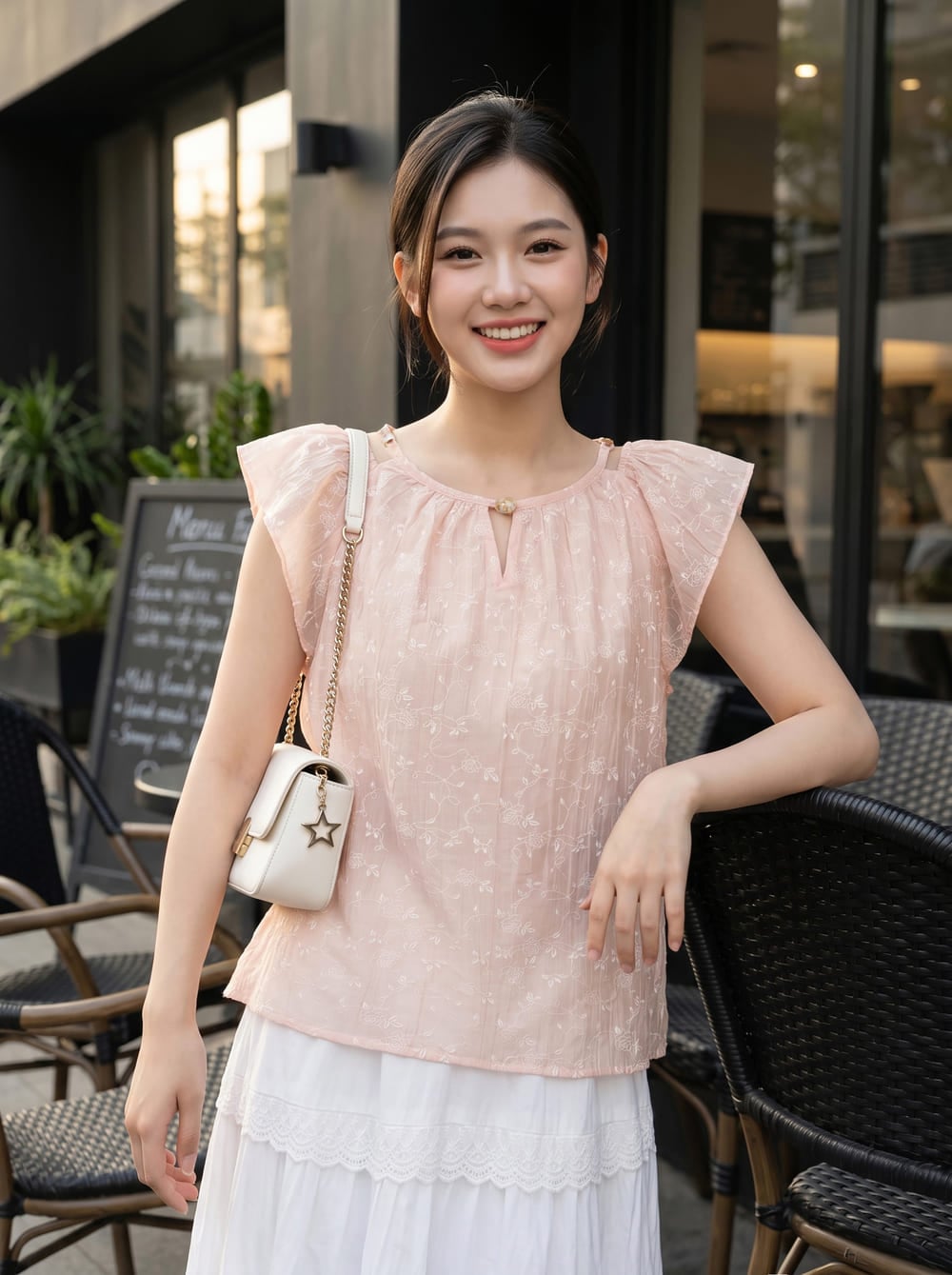 Áo tay cánh tiên cổ cách điệu