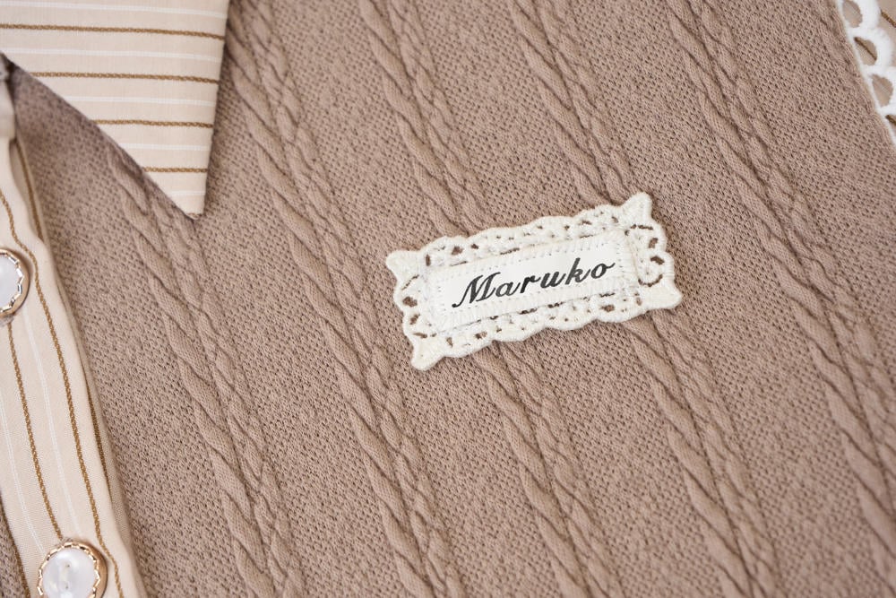 Áo len nữ dệt vặn thừng dáng cổ đức giả phối gile