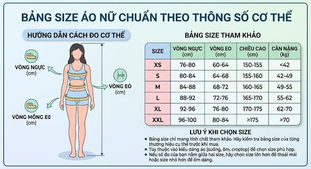 Bảng size áo