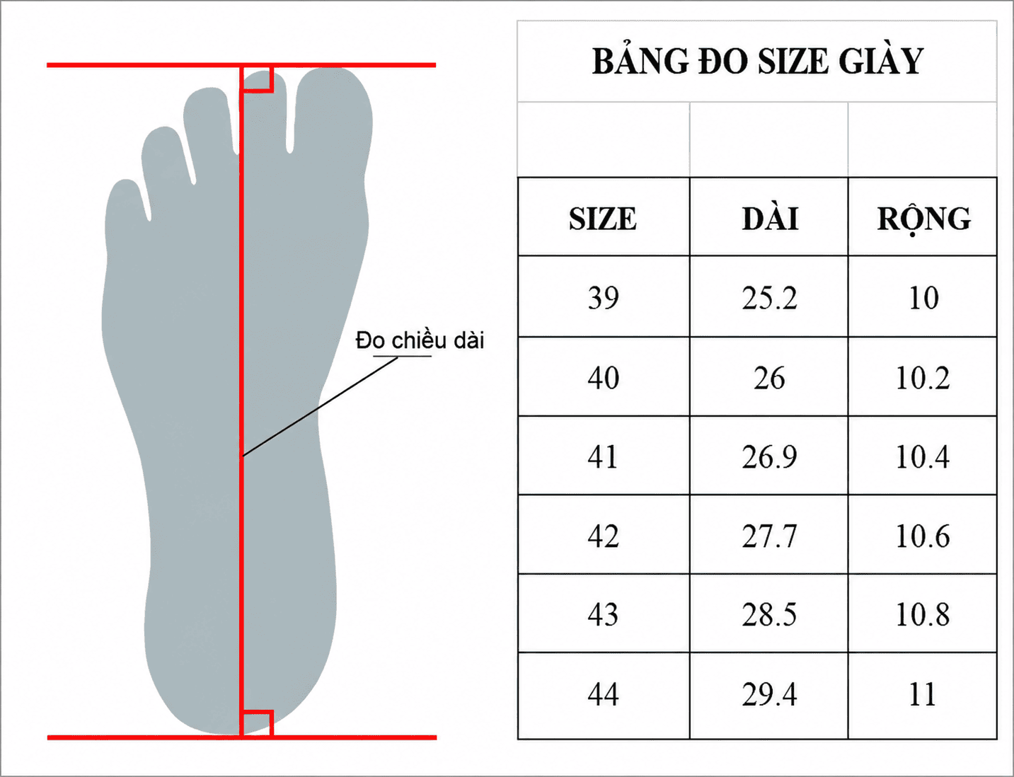 Cách đo size giày đơn giản
