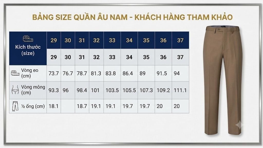 Bảng size quần