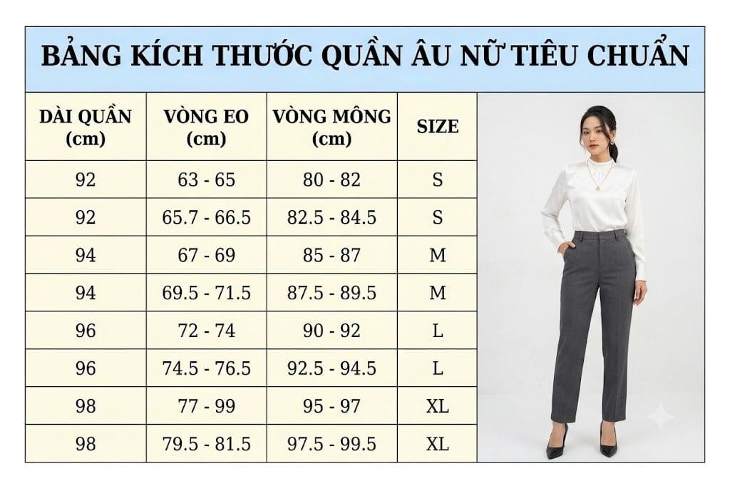 Bảng size quần