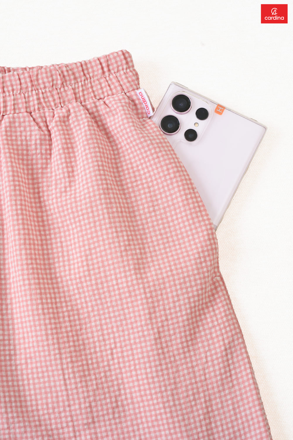 Bộ đồ mặc nhà Cotton phối quần thô kẻ caro túi ốp gấu