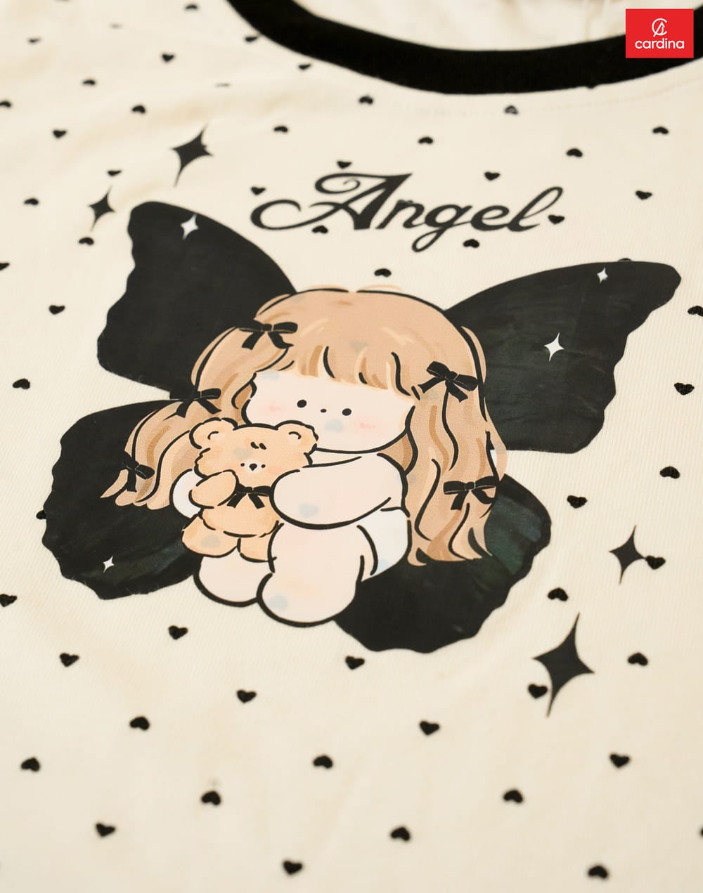 Bộ đùi Cotton Zip in họa tiết cổ tròn gấu bèo