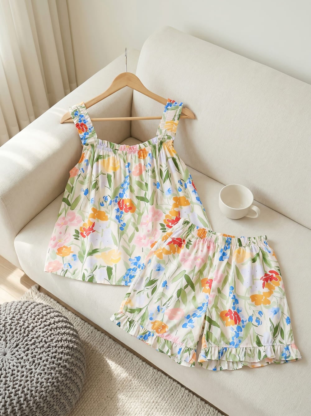Bộ đùi hai dây bản to nhún vai cổ ngang