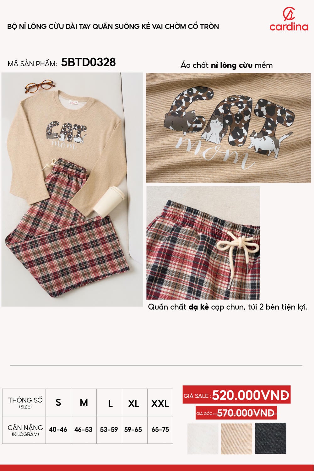 Bộ dài tay quần suông vai chờm cổ tròn