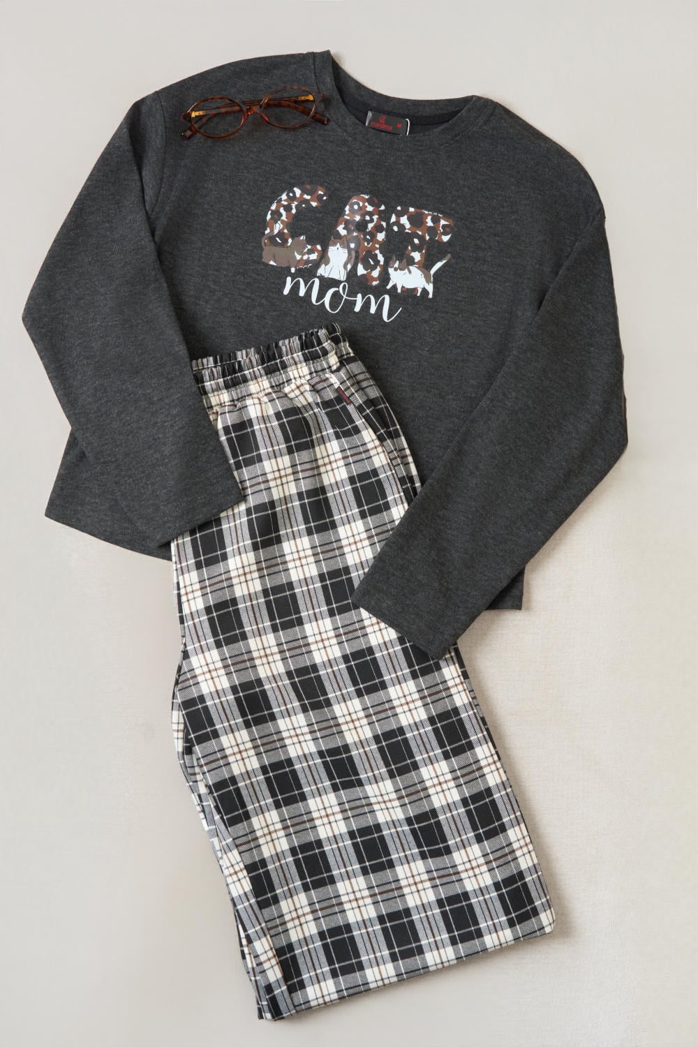 Bộ dài tay quần suông vai chờm cổ tròn