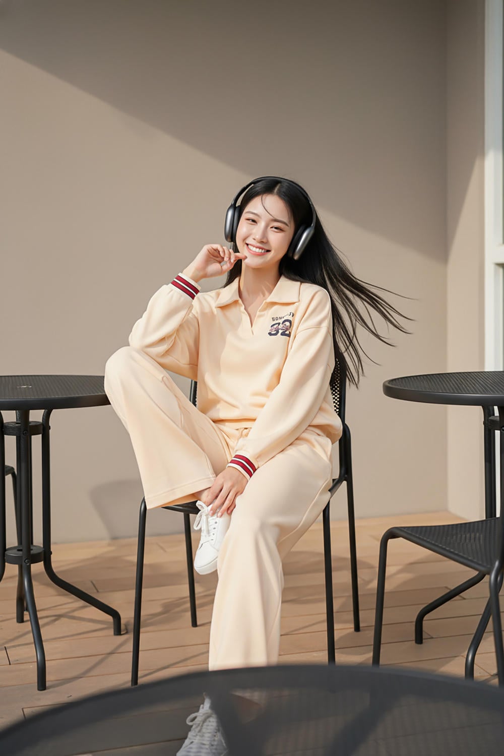 Áo thu đông nữ chất Umi dáng polo bo gấu thêu chữ Brooklyn