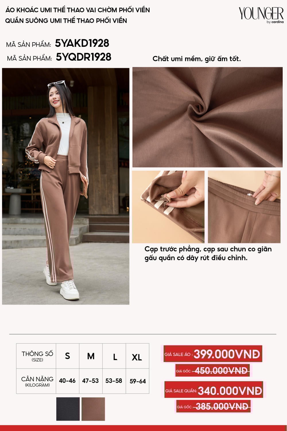 Áo khoác thể thao nữ vải Umi dáng vai chườm phối viền