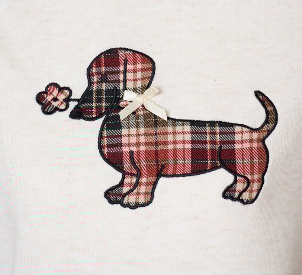 Bộ nỉ lông cừu dài tay cổ tròn vai chờm phối quần suông dạ kẻ