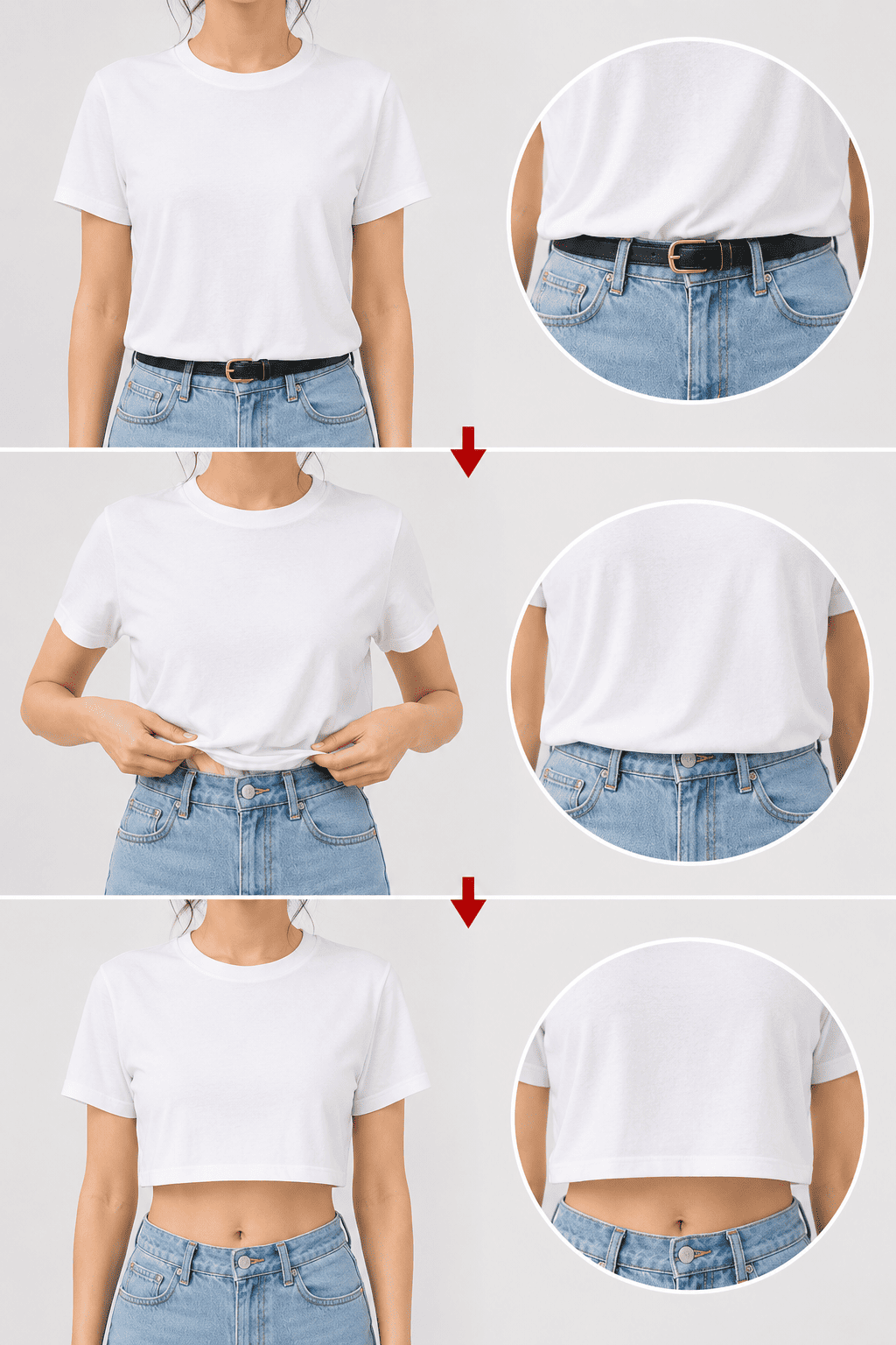 cách buộc áo phông thành croptop