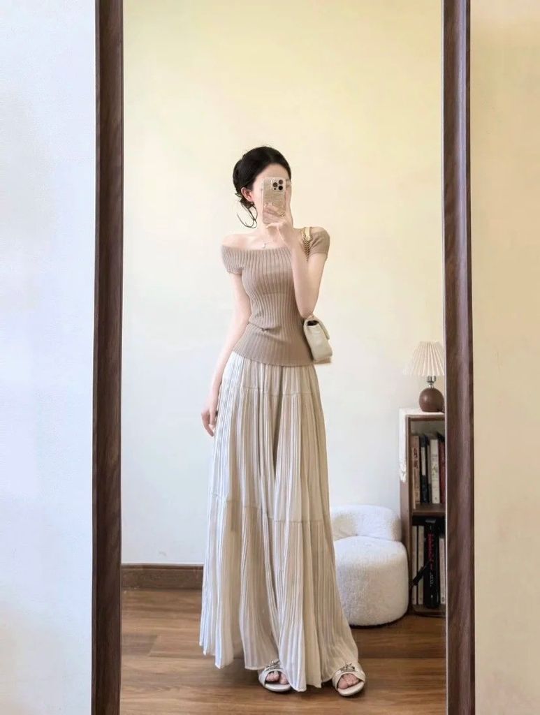 Cách mặc áo trễ vai đẹp