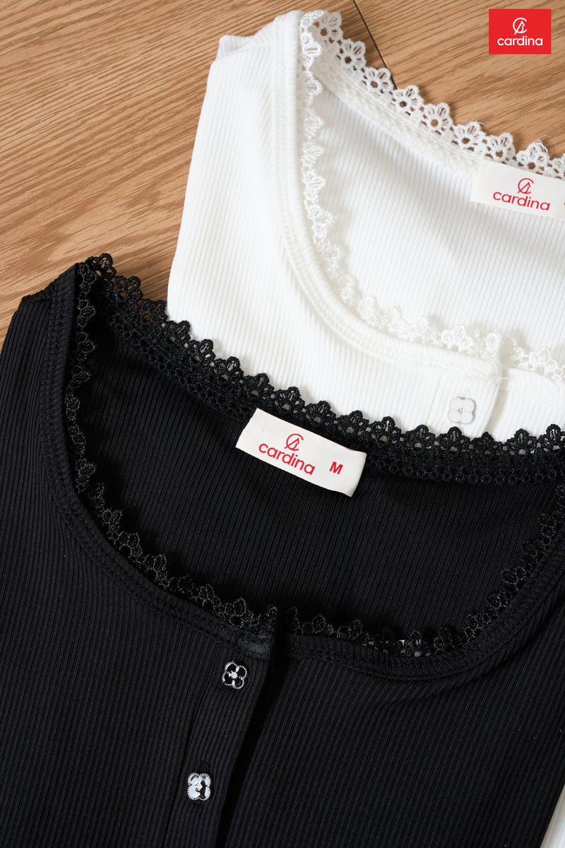 Áo tay cộc cổ trụ phối viền