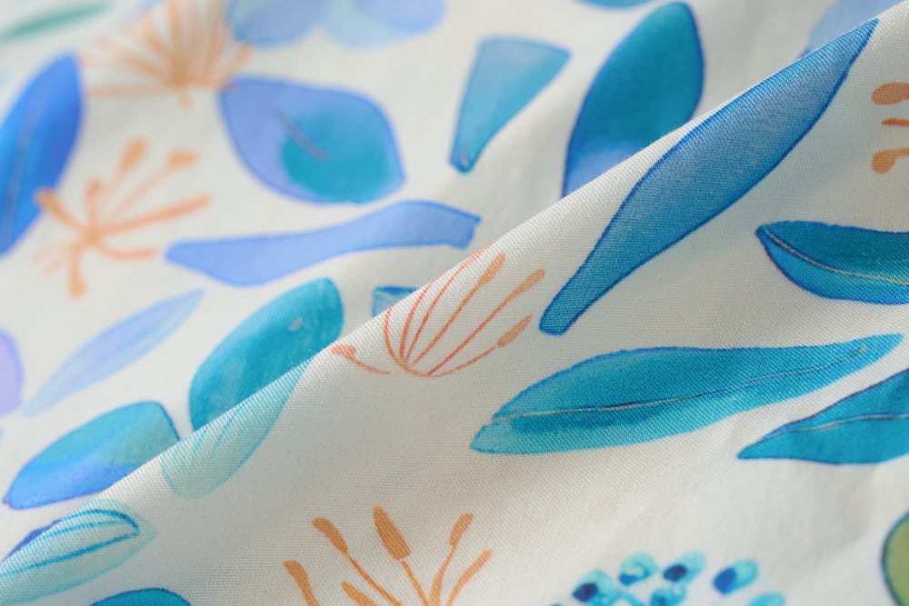 Bộ đồ lanh lửng nữ tay cộc cổ tròn họa tiết lá