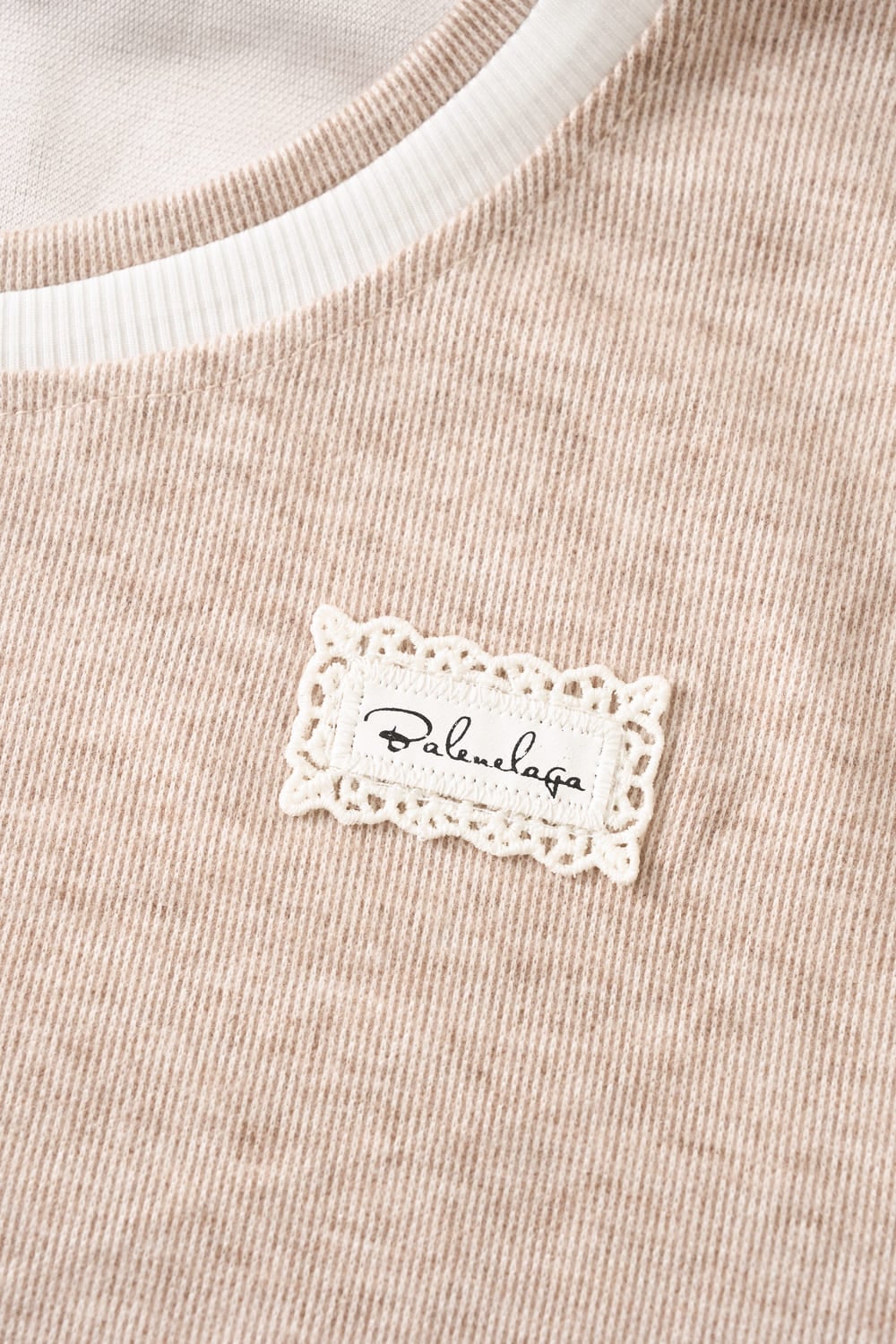 Bộ dài tay nỉ tăm lông cừu cổ tròn phối viền ren