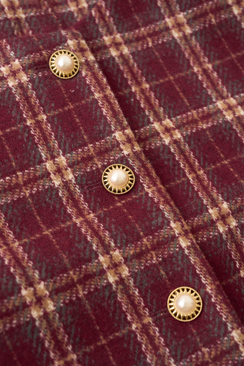 Áo khoác dạ tweed họa tiết kẻ dáng ngắn Retrochic