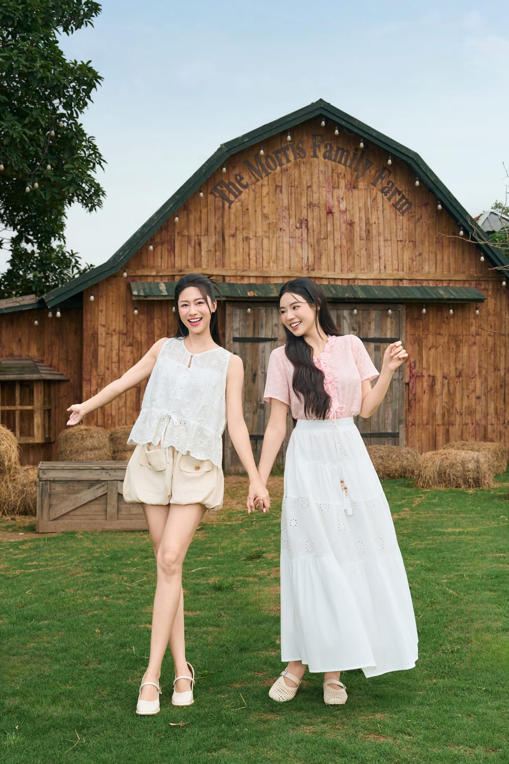Chân váy Maxi thô thêu cạp chun phối dây mộc tinh tế