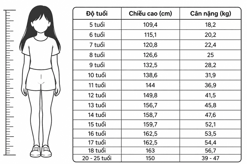 Chiều cao cân nặng chuẩn của nữ và cách tính mới nhất