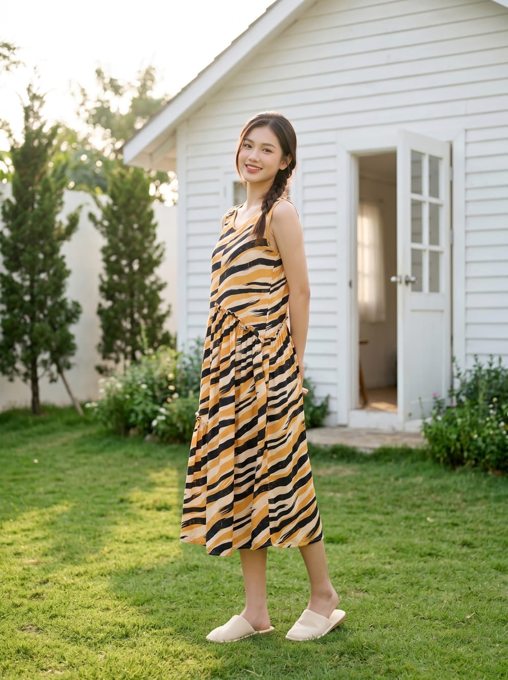 Đầm lanh dài bèo tầng sát nách
