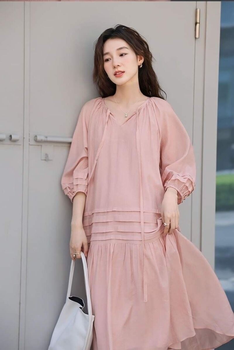 đầm suông vải voan
