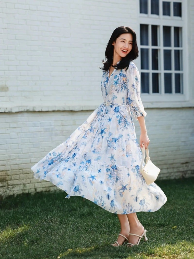 đầm suông vải voan
