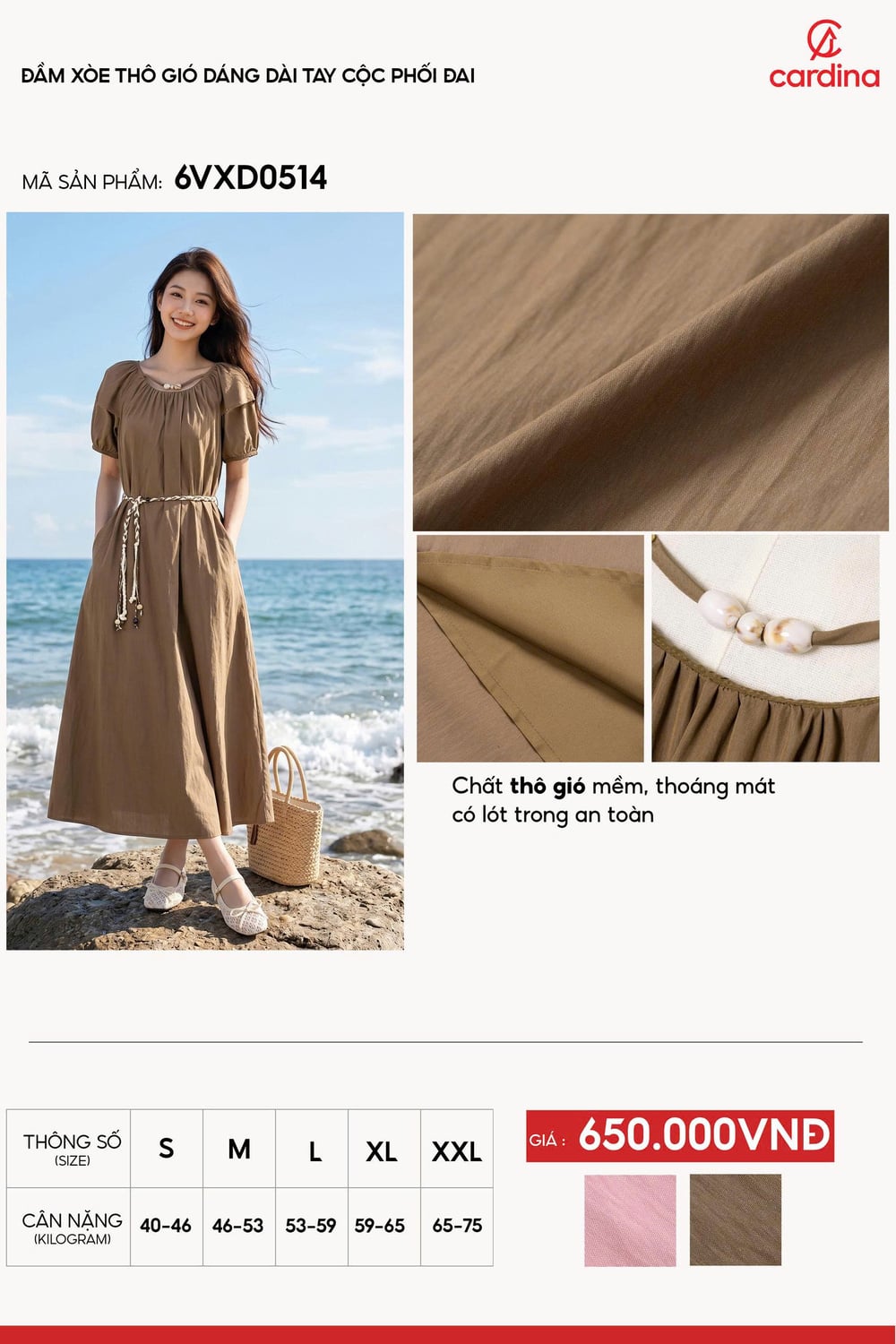 Đầm dài tay cộc mix thắt lưng