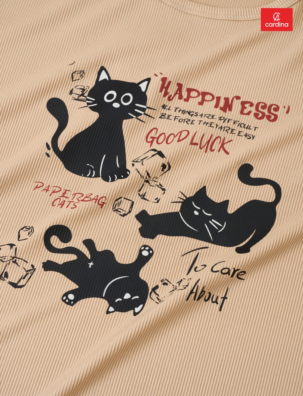 Bộ tăm lạnh đùi tay cộc cổ tròn in hình Paperbag Cats