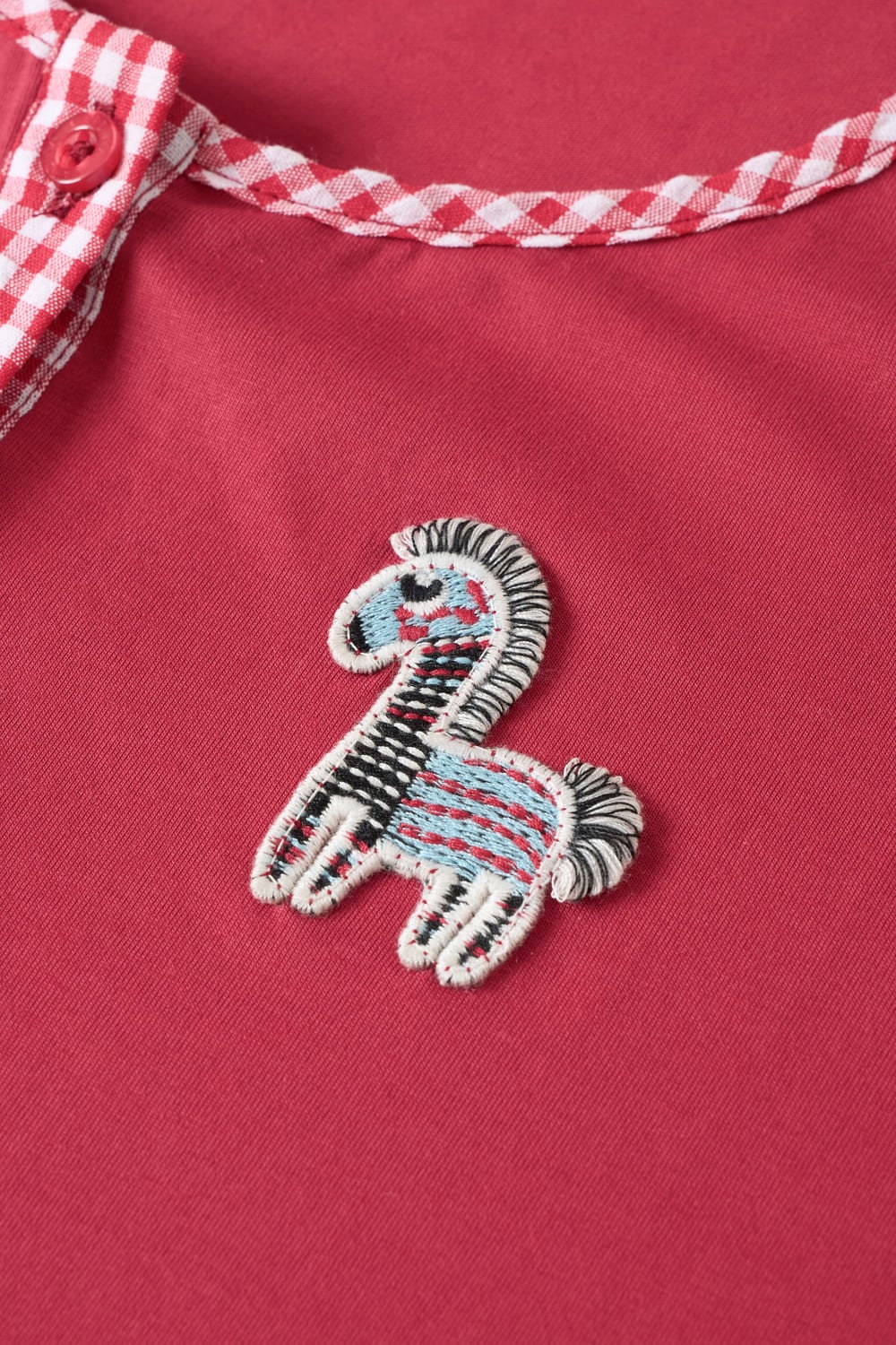 Bộ đồ nữ Cotton phối cổ trụ kẻ trẻ trung