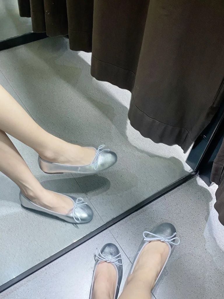 Giày búp bê họa tiết đan lưới