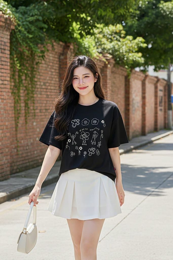 Cách bỏ áo thun nửa trong nửa ngoài nữ