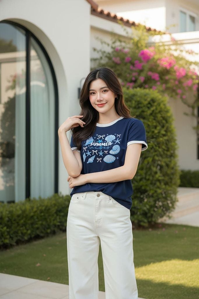 Cách bỏ áo thun nửa trong nửa ngoài nữ
