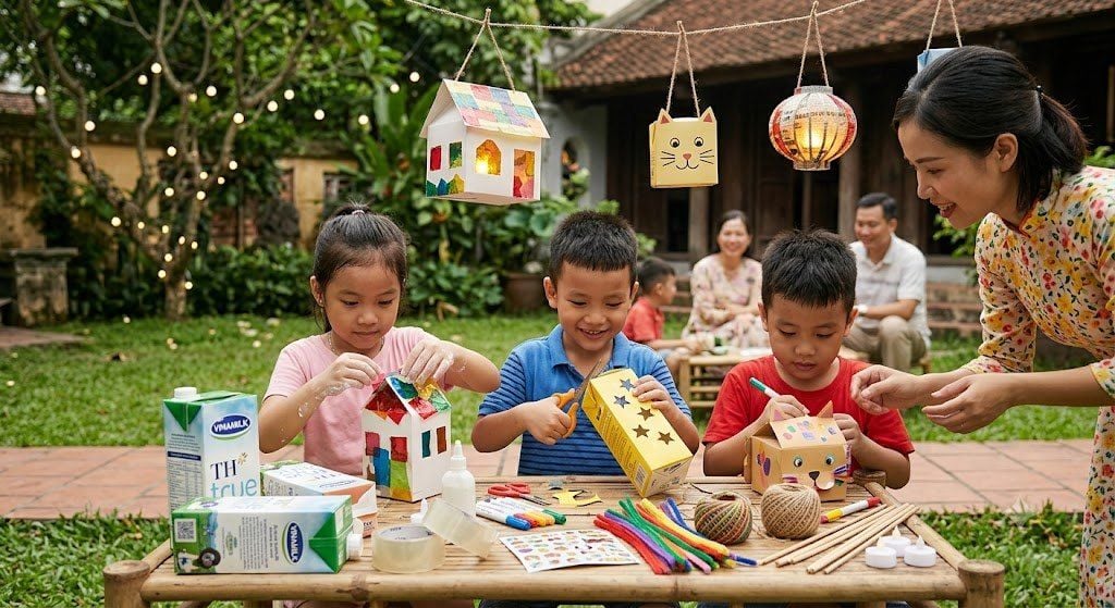 cách làm lồng đèn Trung thu bằng đồ tái chế