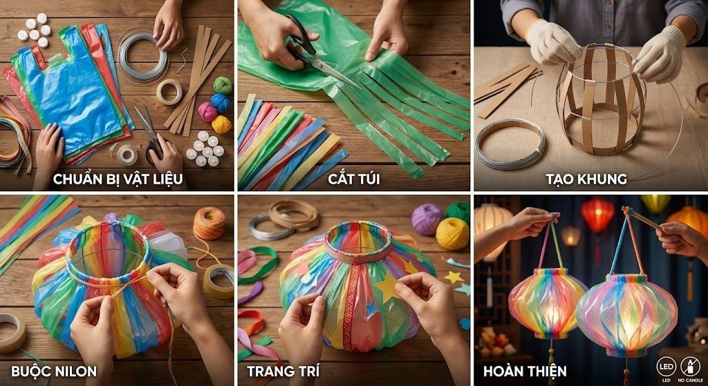 cách làm lồng đèn Trung thu bằng đồ tái chế