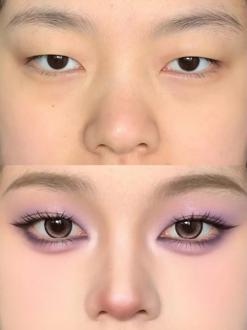 Makeup tone hồng tím