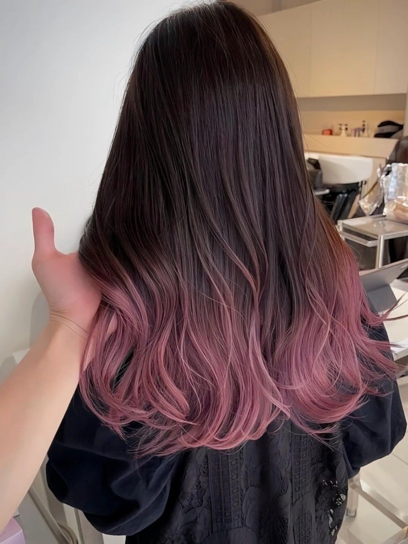 Nhuộm ombre nâu hồng