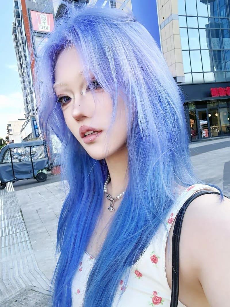 Nhuộm ombre xanh tím