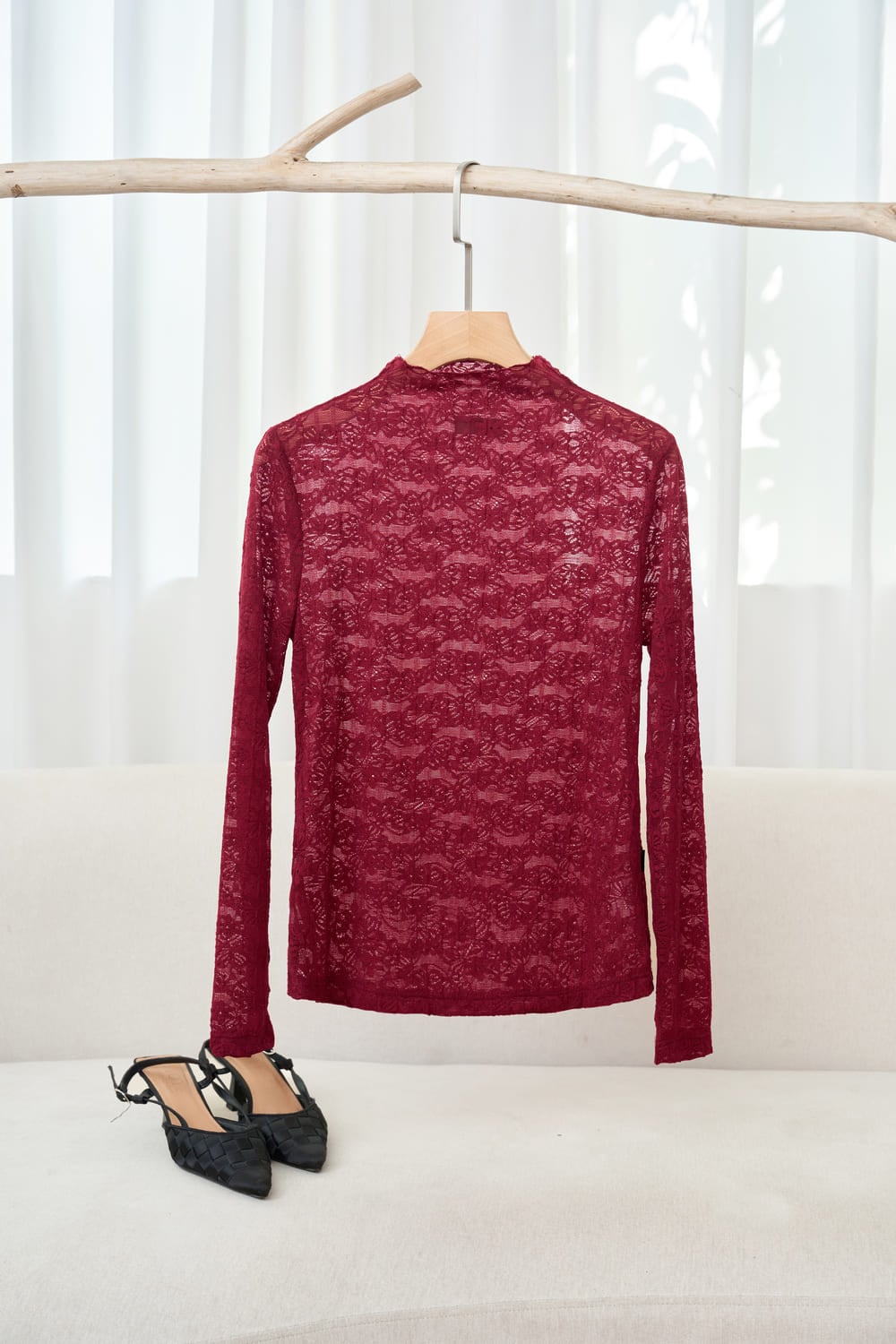 Áo ren dài tay cổ leo