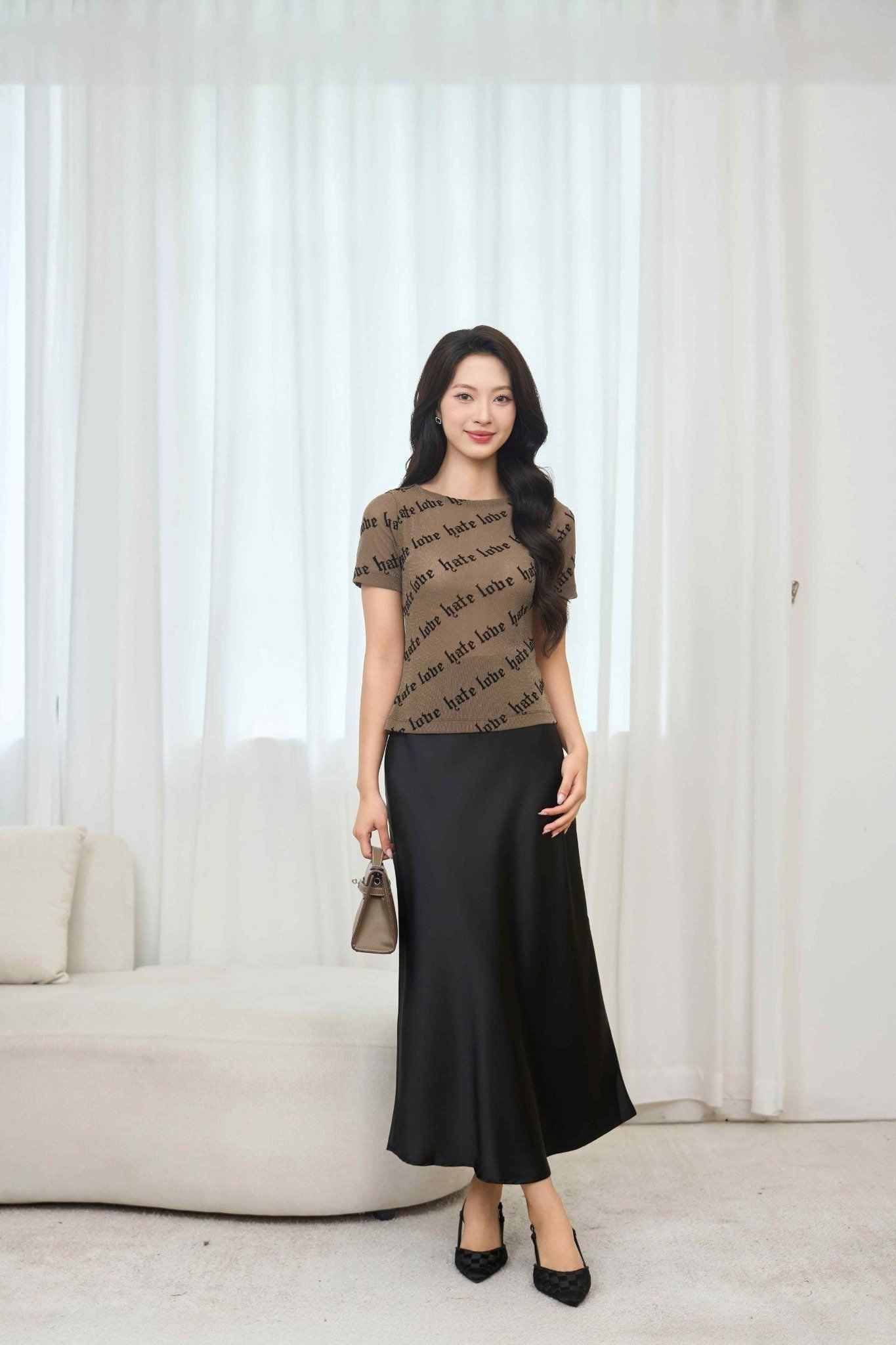 phối đồ với chân váy dài