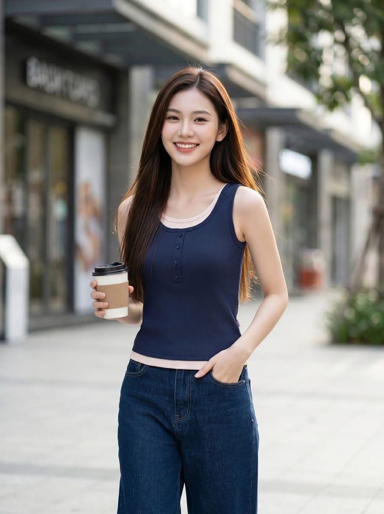 phối đồ với quần ống rộng mùa hè