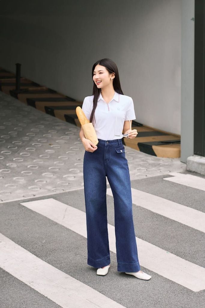 phối đồ với quần ống rộng mùa hè