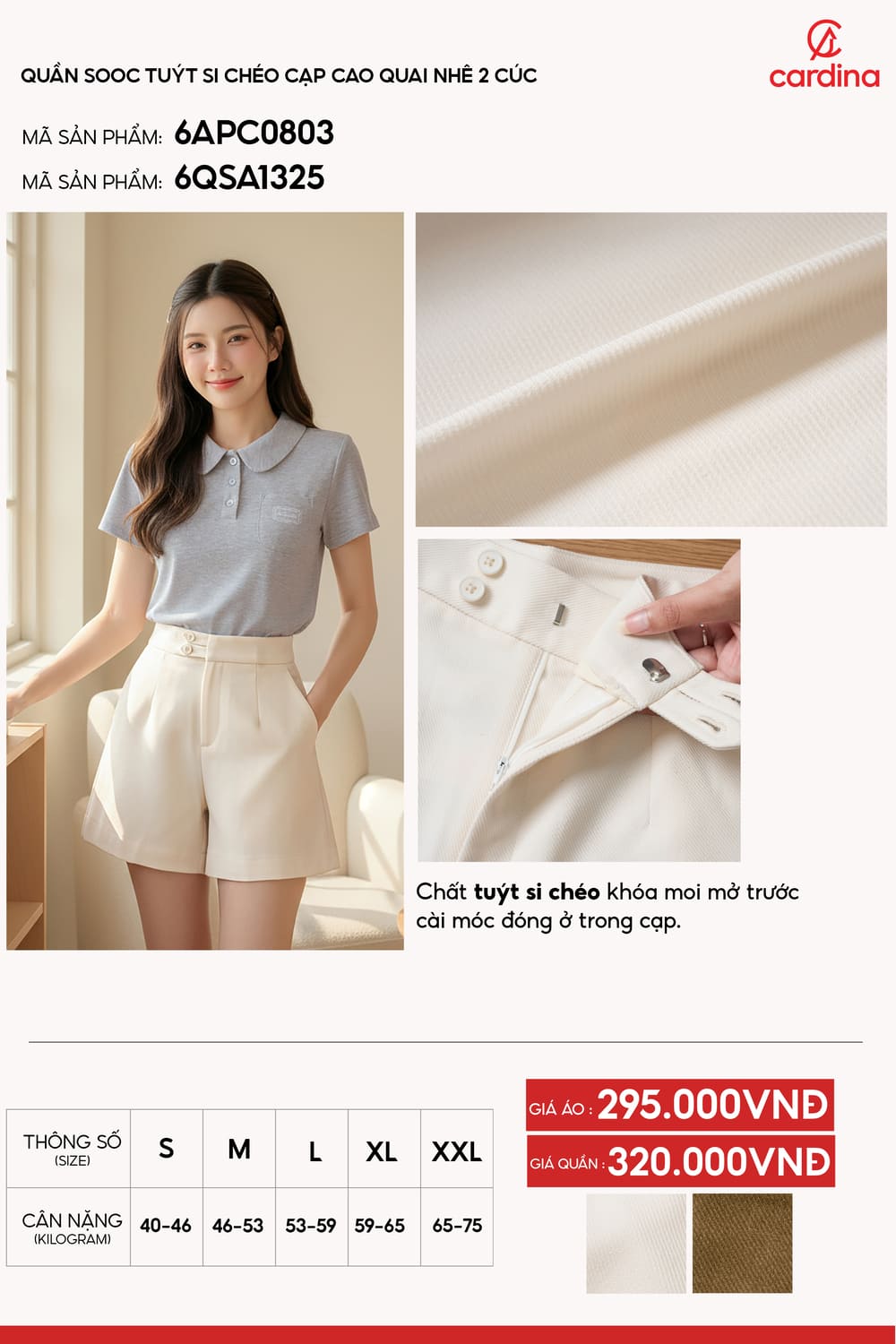 Quần sooc Tuýt si chéo cạp cao quai nhê 2 cúc sang trọng