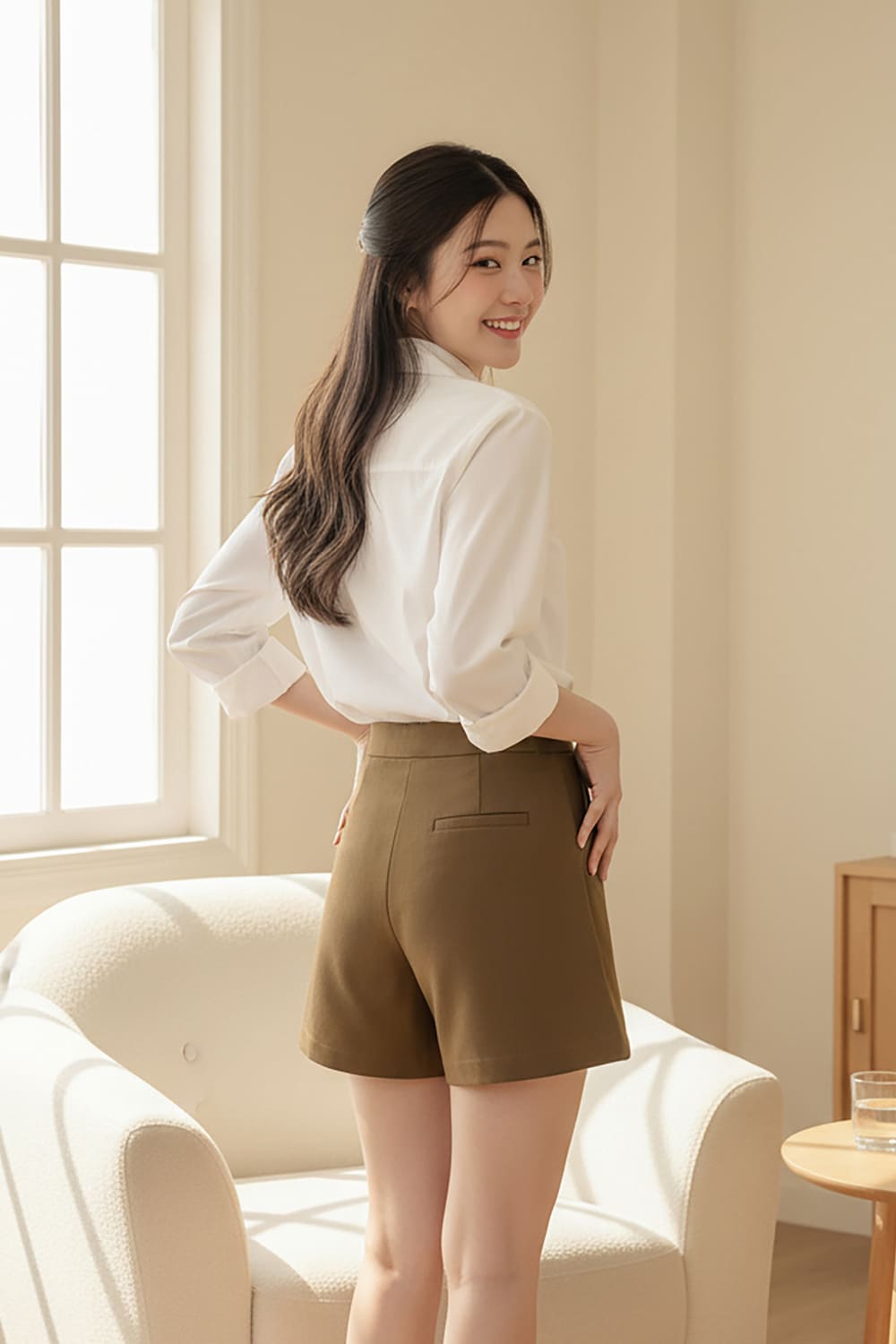 Quần sooc Tuýt si chéo cạp cao quai nhê 2 cúc sang trọng