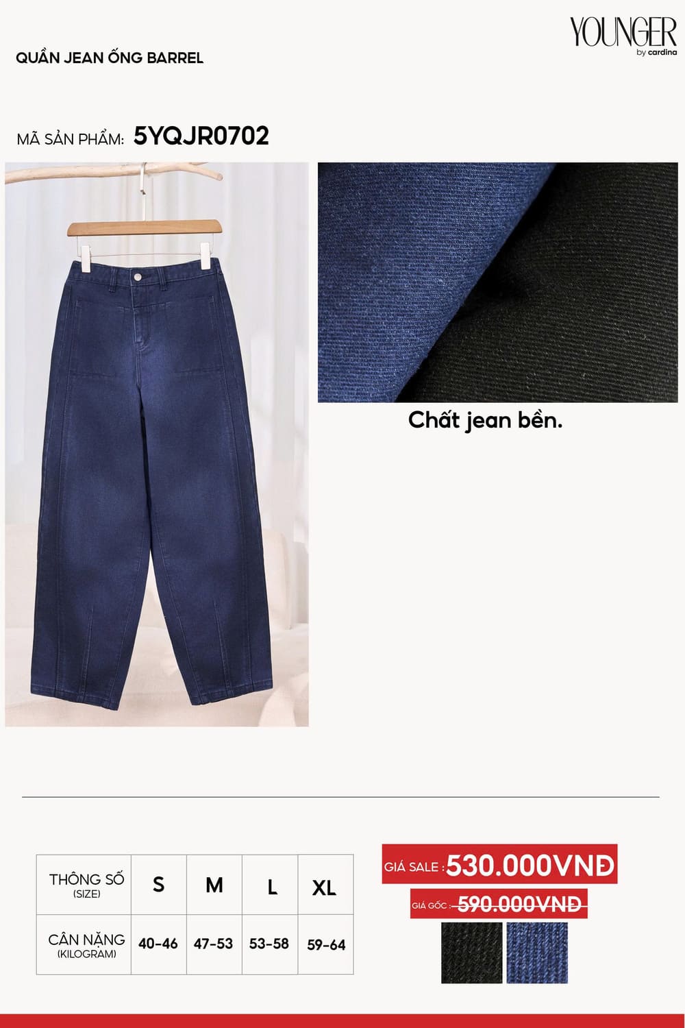 Quần Jean nữ chất Denim dáng ống Barrel sành điệu