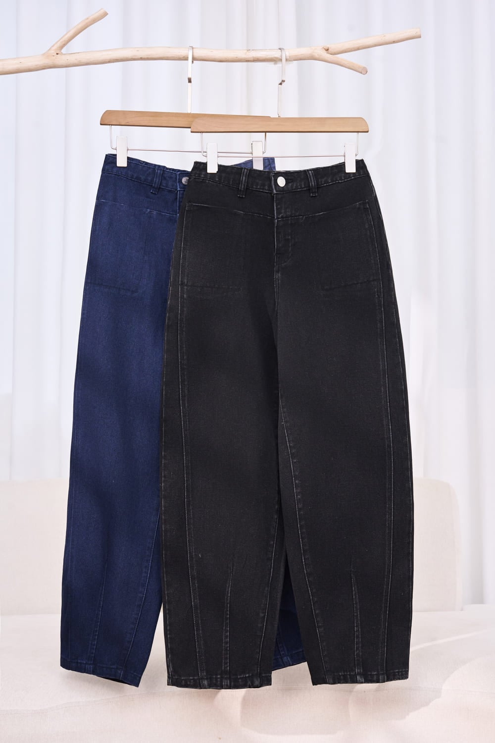 Quần Jean nữ chất Denim dáng ống Barrel sành điệu