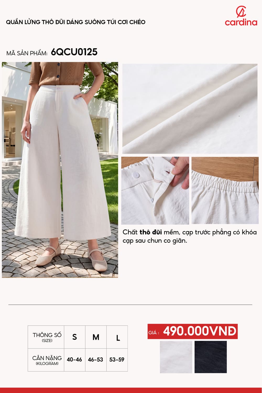 Quần lửng thô đũi dáng suông túi cơi chéo
