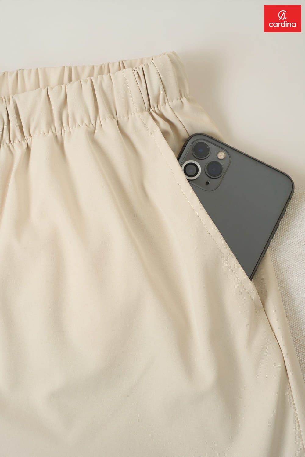 Quần suông nữ kaki cạp chun dây rút túi hộp sườn