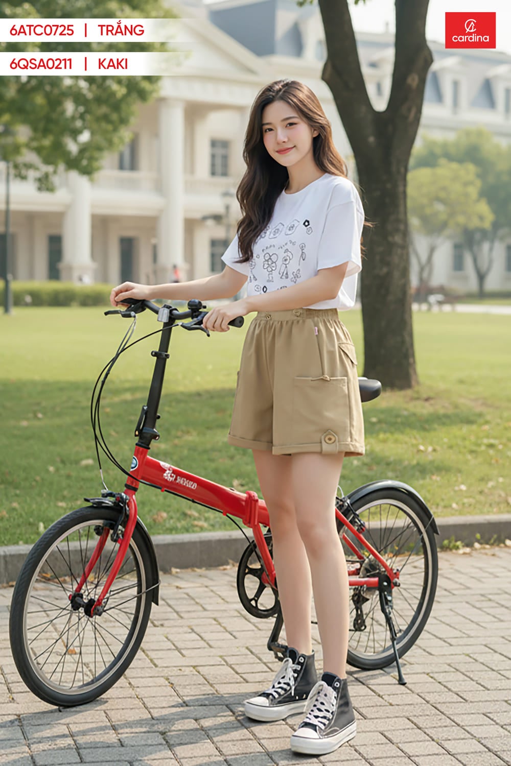 Quần sooc kaki cạp chun gấu lơ vê thiết kế túi rút cá tính