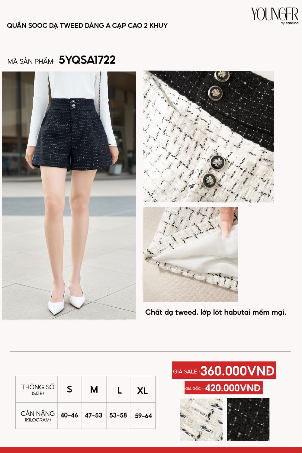 quần short tweed