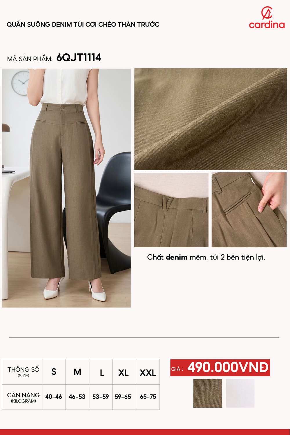 Quần suông denim NOHU009 Cổng Game Nổ Hũ Uy Tín Số 1 Việt Nam túi cơi chéo