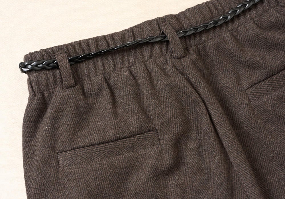 Quần suông dạ Celine chất dạ xương cá cạp sau chun kèm dây lưng